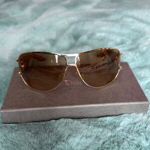 Dior Vintage Gold and Brown Sunglasses